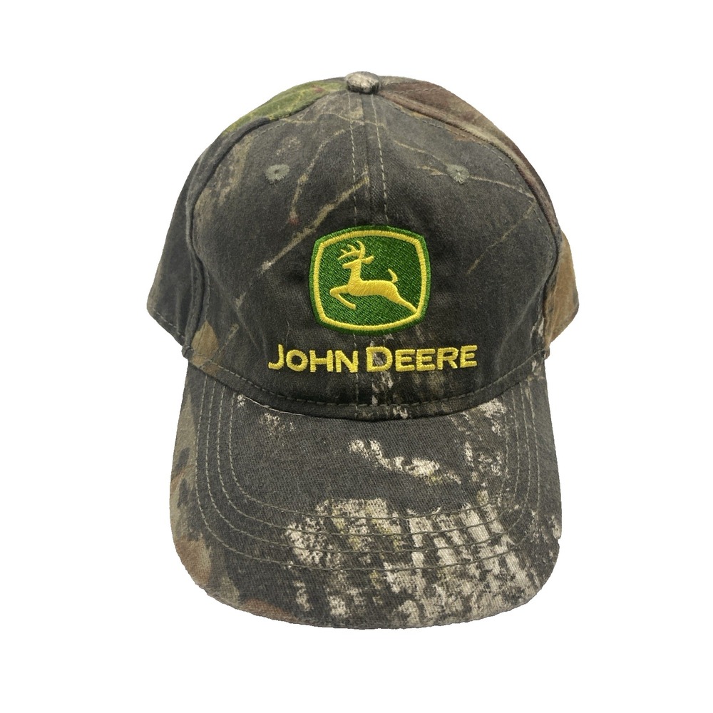John Deere Hat Cap Camo Youth One Size Elastic Stretch Kids Green